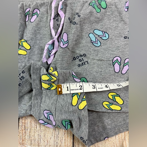 Life Is Good Women's Drawstring Lounge Sleep Shorts Grey Flip Flop Logo Size XL - Picture 4 of 6